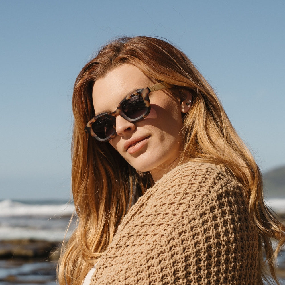 QUEST ROCKY TORT l Sunglasses l Polarised Lens l Walnut Arms - Soek Fashion Eyewear Australia