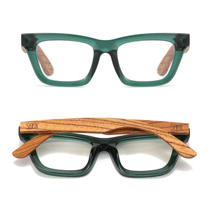 SYDNEY BOTTLE GREEN l Wooden Magnifying Reader - Soek Fashion Eyewear Australia