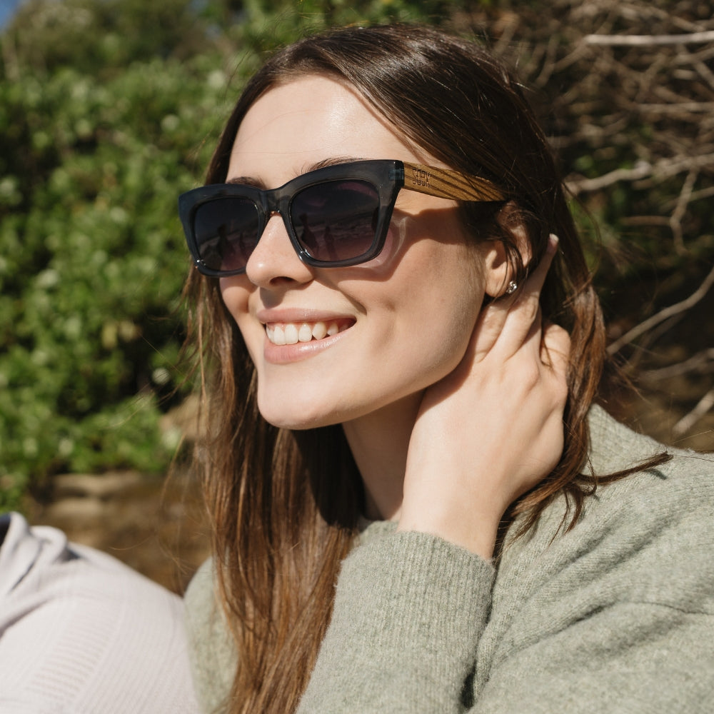 MORGAN INDIGO l Grey Lens l Walnut Arms - Soek Fashion Eyewear Australia