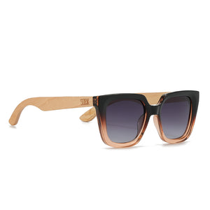 *NEW* SOLUNA OMBRE l Sunglasses l Black Polarised Lens l Walnut Maple Arm - Soek Fashion Eyewear Australia