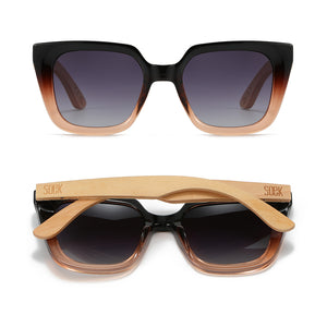 *NEW* SOLUNA OMBRE l Sunglasses l Black Polarised Lens l Walnut Maple Arm - Soek Fashion Eyewear Australia