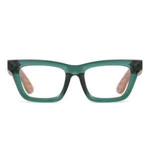 SYDNEY BOTTLE GREEN l Wooden Magnifying Reader - Soek Fashion Eyewear Australia