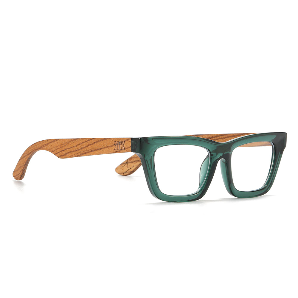 SYDNEY BOTTLE GREEN l Wooden Magnifying Reader - Soek Fashion Eyewear Australia