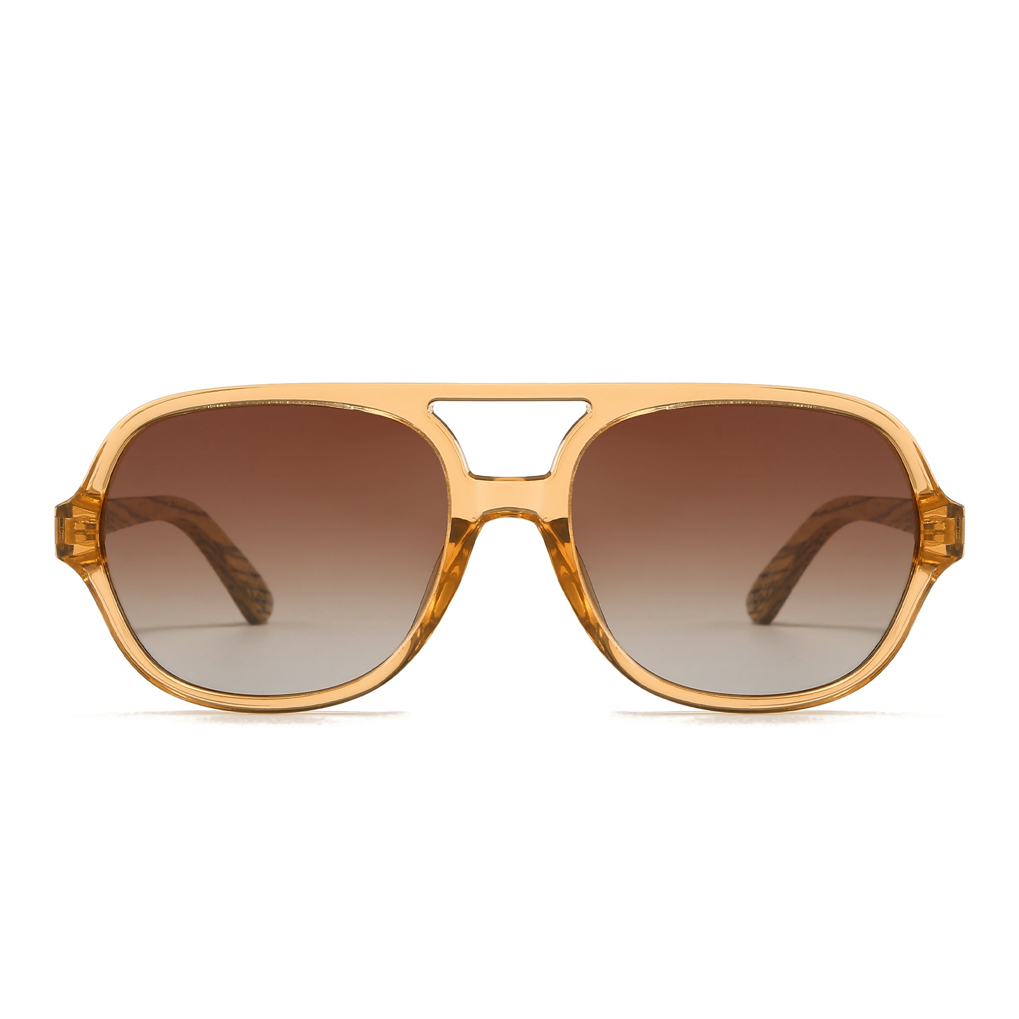 BILLY CLEAR BROWN  Brown Gradient Lens l Walnut Wood Arms - Soek Fashion Eyewear Australia
