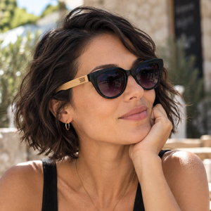 FLUTTER Storm l Sunglasses l Black Lens l White Maple Arms - Soek Fashion Eyewear Australia