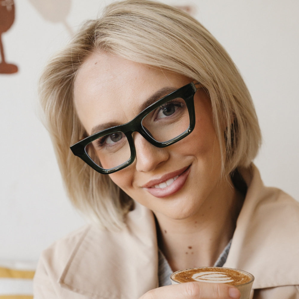 SYDNEY BOTTLE GREEN l Wooden Magnifying Reader - Soek Fashion Eyewear Australia