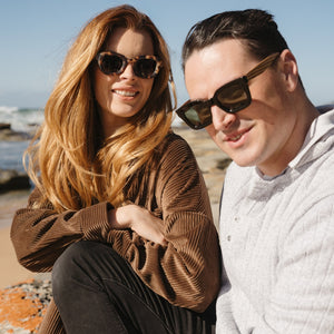 ZAHRA MIDNIGHT l Khaki Polarised Lens l Walnut Arms - Soek Fashion Eyewear Australia