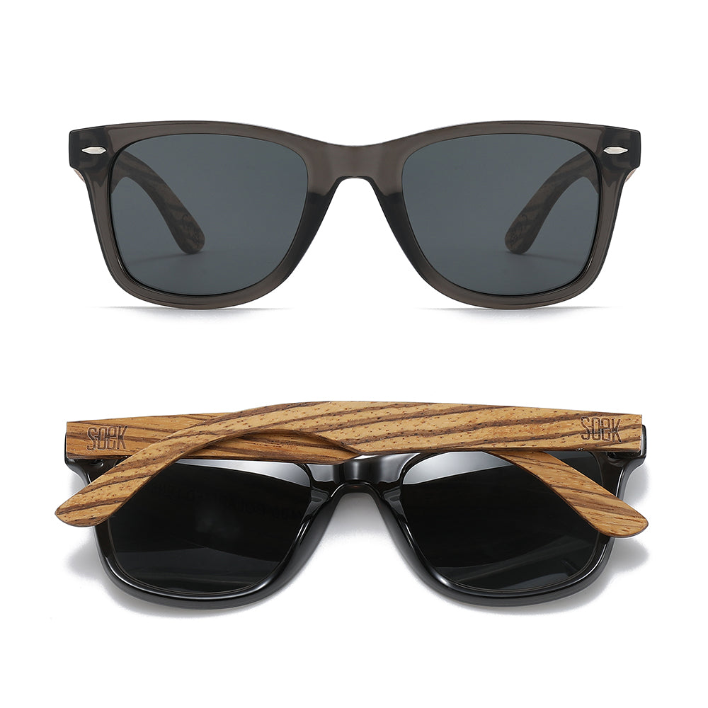 BALMORAL I Black Polarised Lens l Walnut Arms - Soek Fashion Eyewear Australia