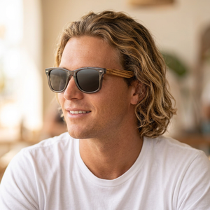 BALMORAL I Black Polarised Lens l Walnut Arms - Soek Fashion Eyewear Australia