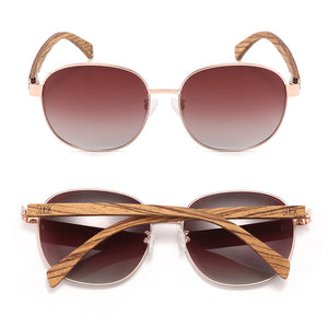 CLEO Bloom -  Rose Gold Metal Frame l Brown Gradient Lens l Walnut Arms - Soek Fashion Eyewear Australia