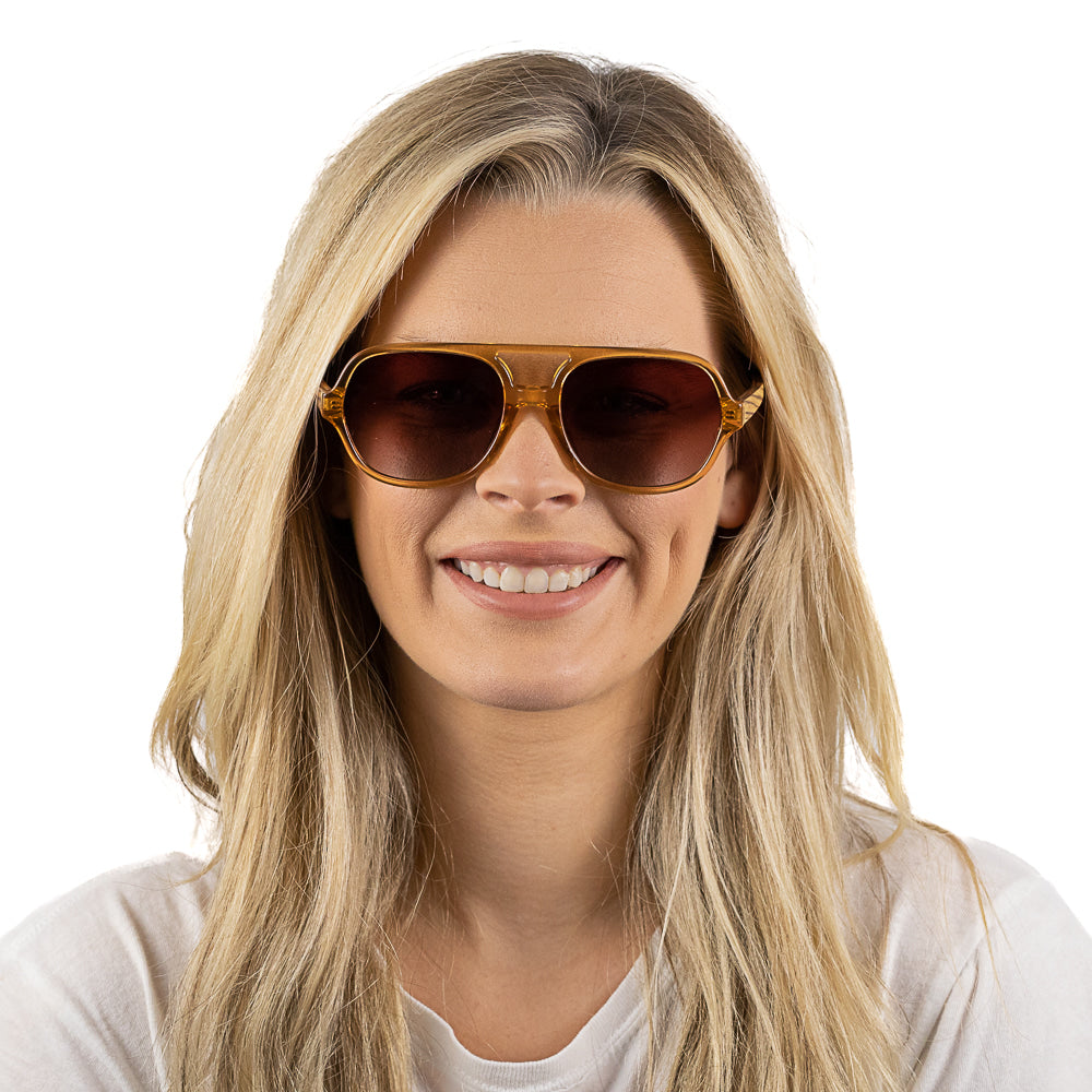 BILLY CLEAR BROWN  Brown Gradient Lens l Walnut Wood Arms - Soek Fashion Eyewear Australia