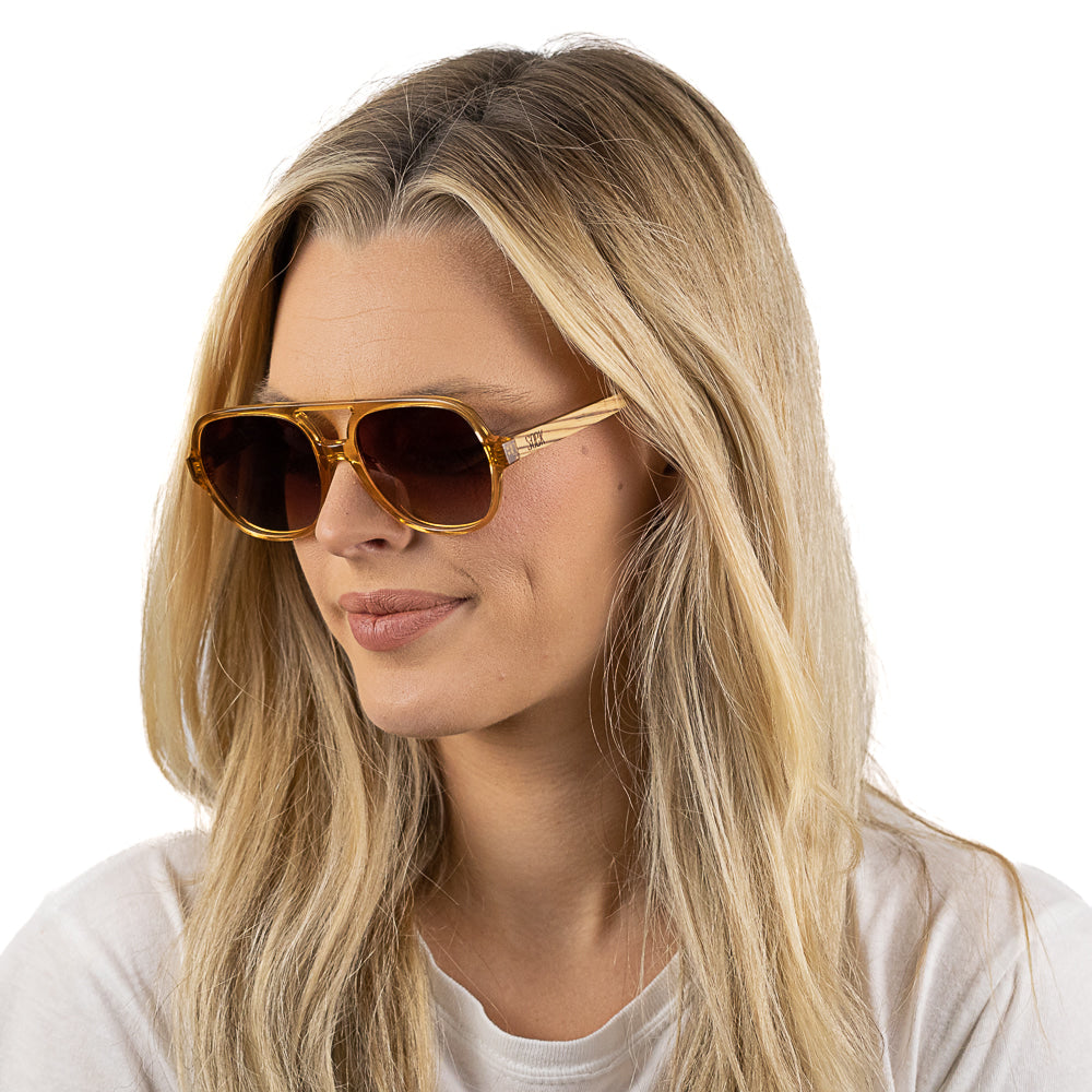 BILLY CLEAR BROWN  Brown Gradient Lens l Walnut Wood Arms - Soek Fashion Eyewear Australia