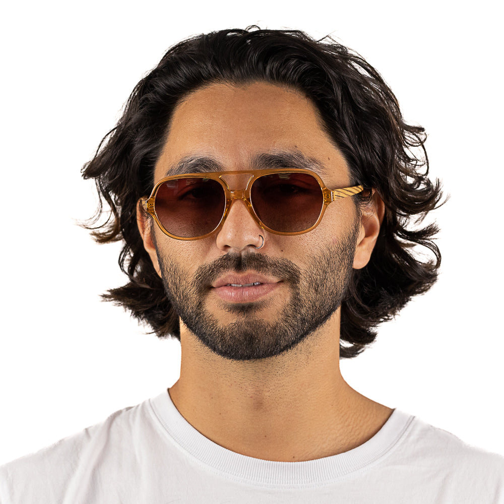 BILLY CLEAR BROWN  Brown Gradient Lens l Walnut Wood Arms - Soek Fashion Eyewear Australia