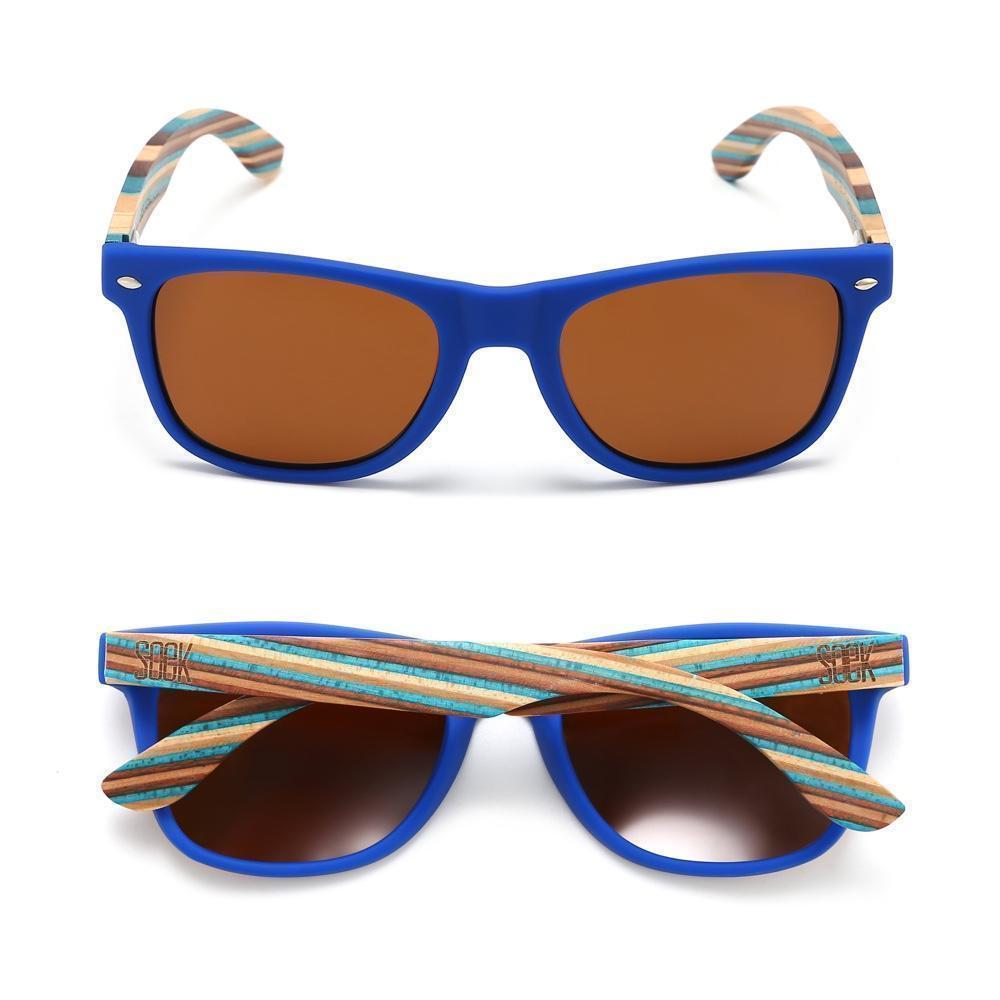 BRONTE Polarised Lens l Blue Striped Wooden Arms - Soek Fashion Eyewear Australia