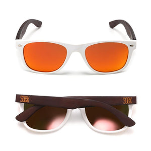 BELLS White Bamboo Sunglasses l Red Reflective Lens - Soek Fashion Eyewear Australia