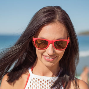 COTTESLOE Brown Polarised Lens l  Red Striped Bamboo Arms - Soek Fashion Eyewear Australia