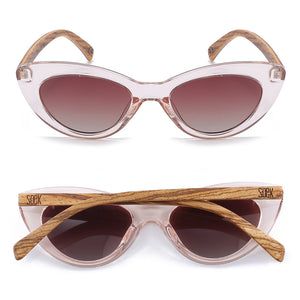 SAVANNAH BLUSH PINK Clear Pink l  Walnut Wood Arms - Soek Fashion Eyewear Australia