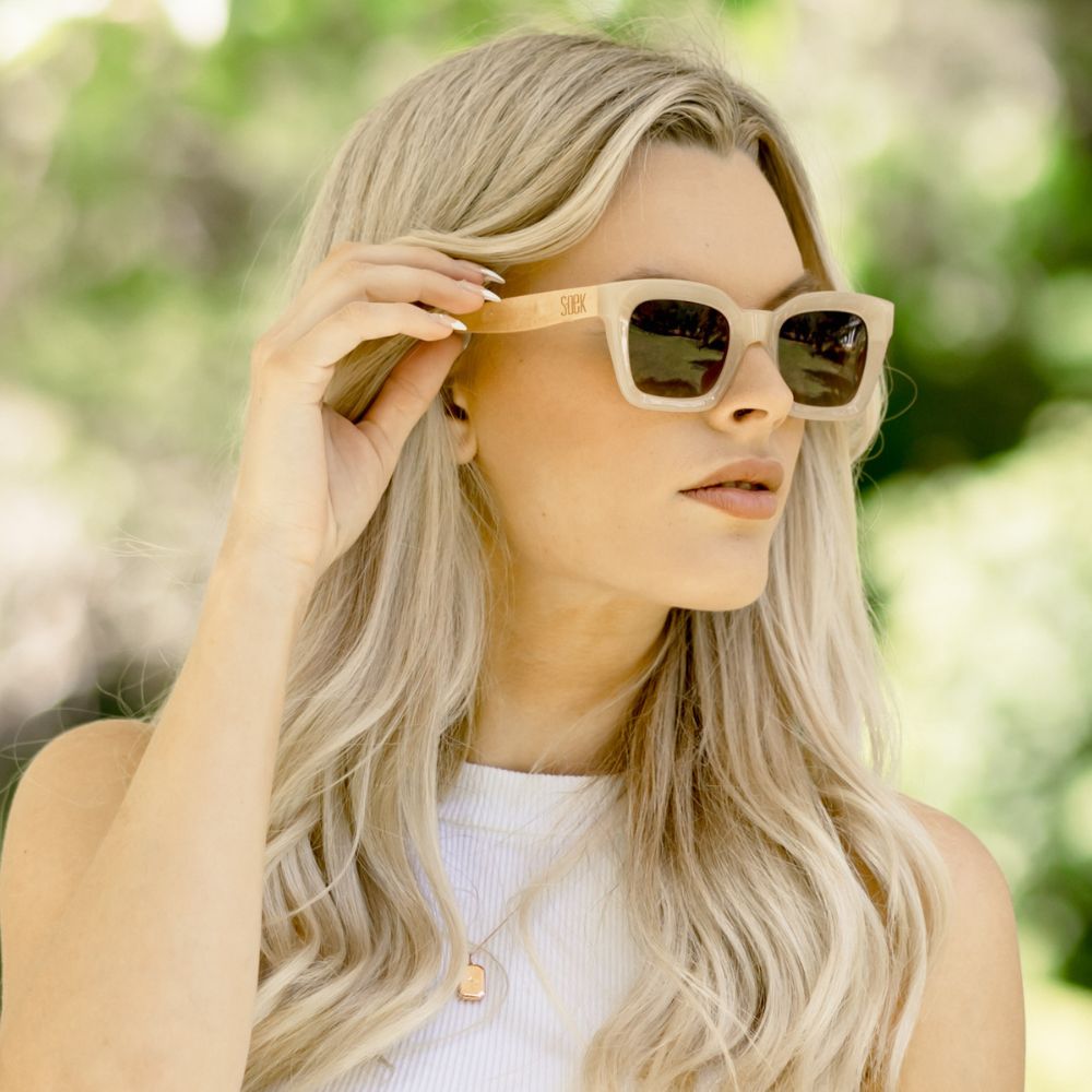 ZAHRA NUDE l Brown Gradient Lens l White Maple Arms - Soek Fashion Eyewear Australia